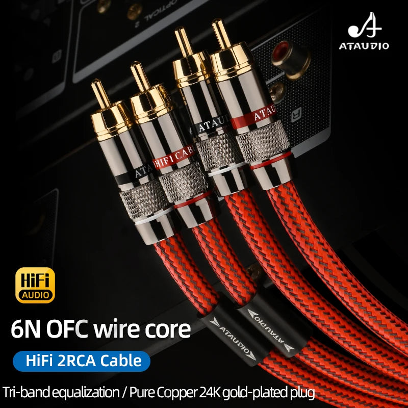 Stereo RCA Audio Cable Pair, 0.5–3 m Options