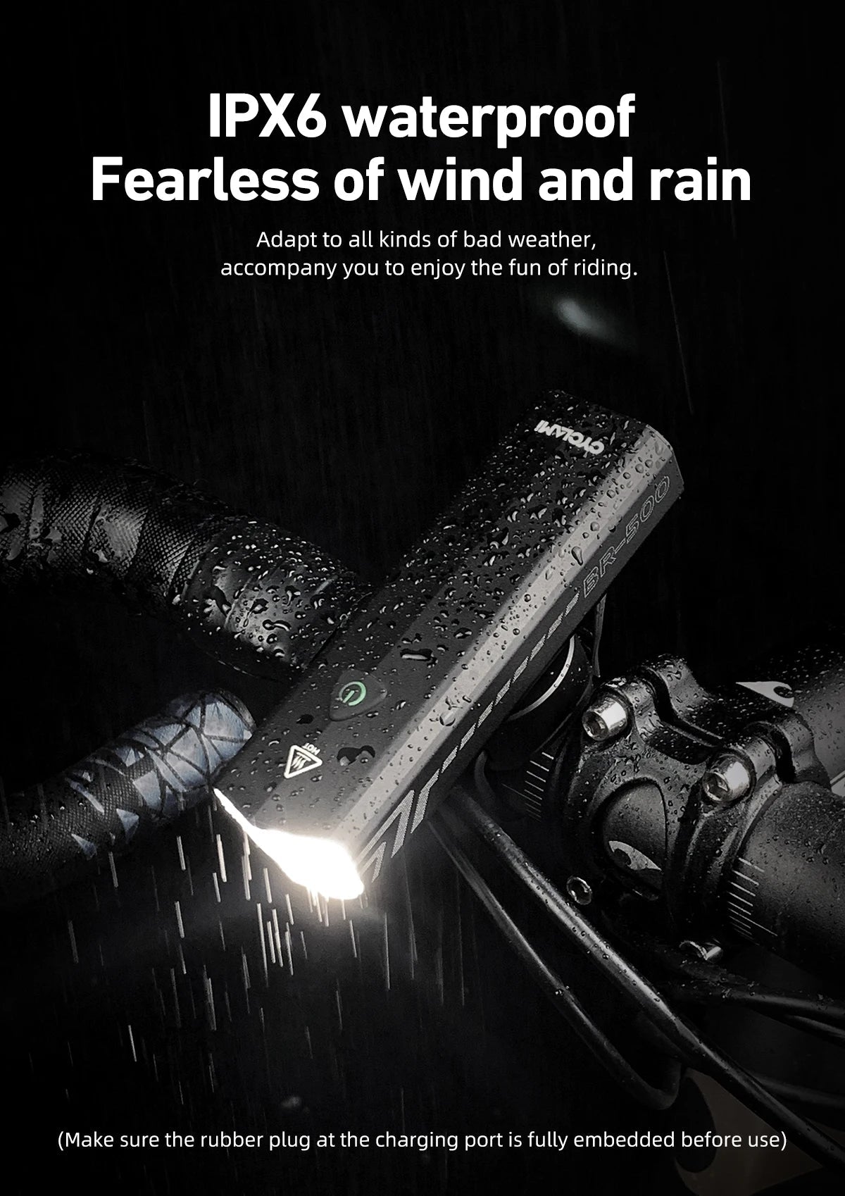 CYCLAMI Bicycle Front Light 500LM Bike Light 2000mAh Waterproof Headlights Flashlight Type-C Charging MTB Road Cycling Lamp