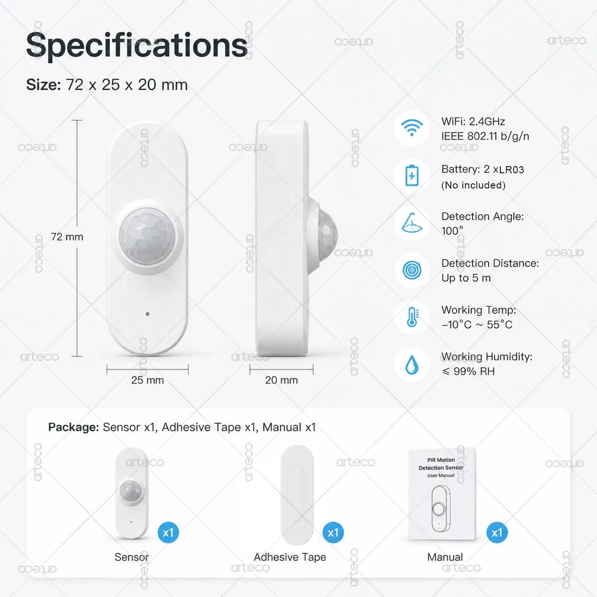 Tuya WiFi Smart PIR Motion Sensor With Brightness Temperature Humidity Detector USB/Battery Powered Human Body Infrared Sensor