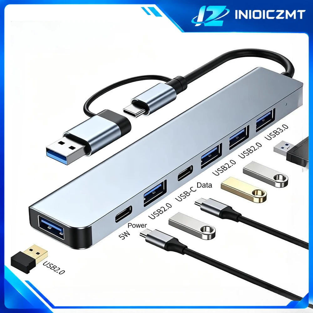 Wieloportowy hub USB z czytnikiem kart - wiele wariantów