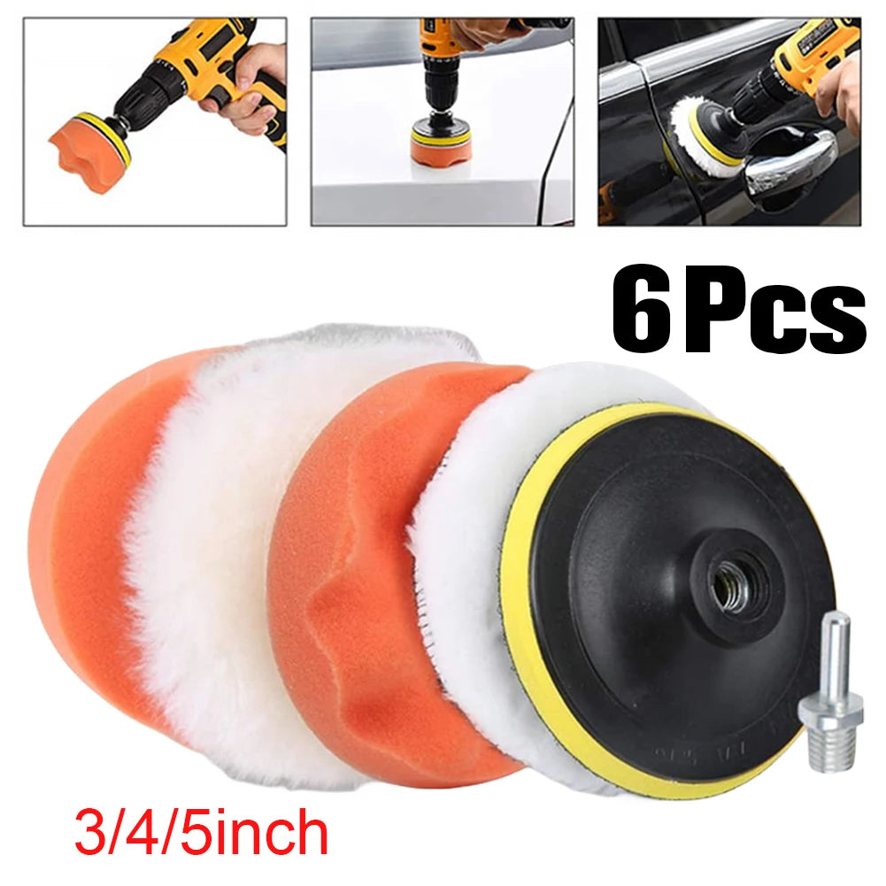 6-Piece Car Polishing Buffer Pad Kit for Drill Waxing