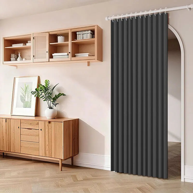 Foldable Door Curtain with Hooks, Privacy and Thermal Insulation