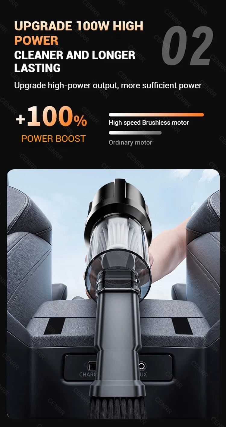 Cordless Car Vacuum Cleaner with Blower, USB-C Rechargeable Handheld