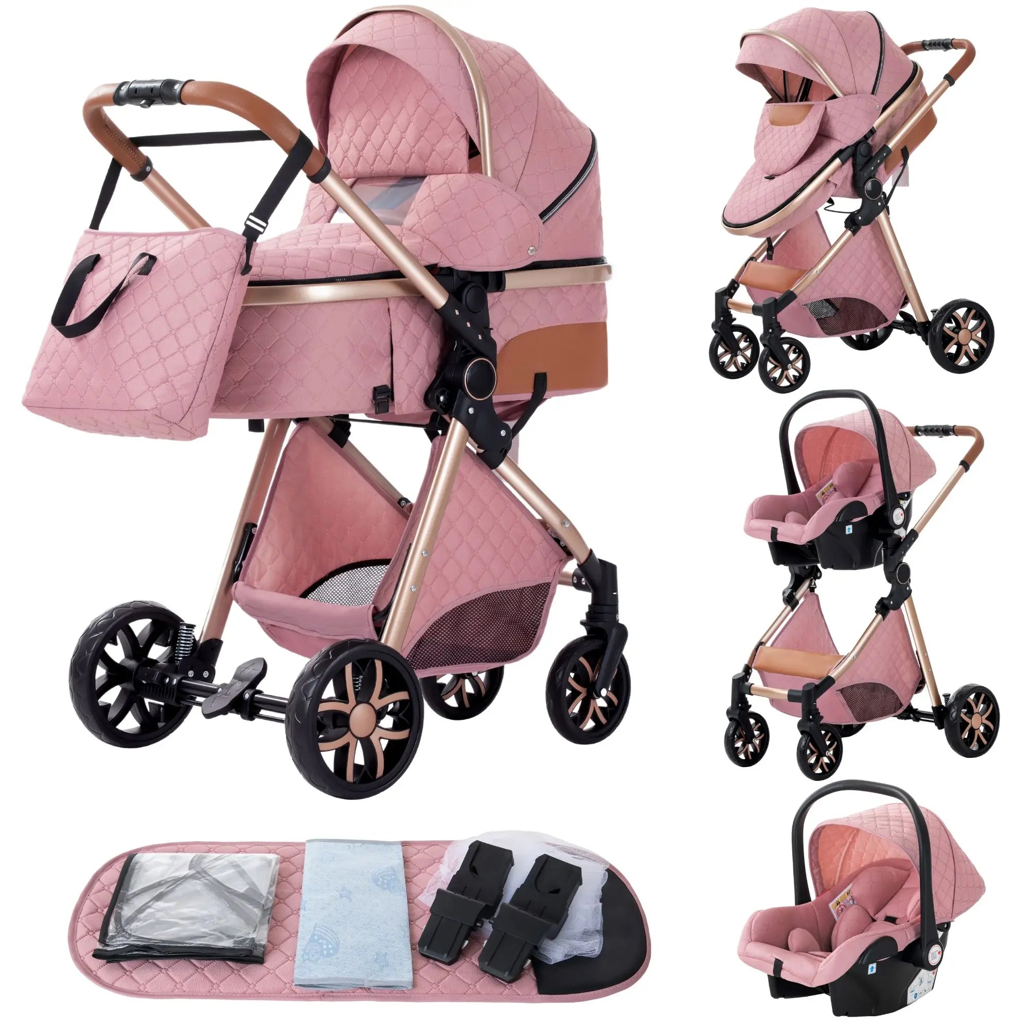 3 in 1 Luxury Baby Stroller High-Landscape Travel Pram