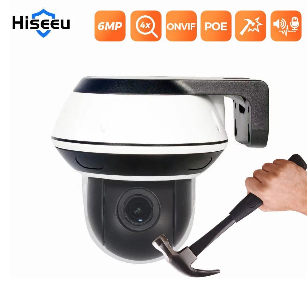 6MP Vandal-Proof PoE IP Dome Security Camera with Zoom