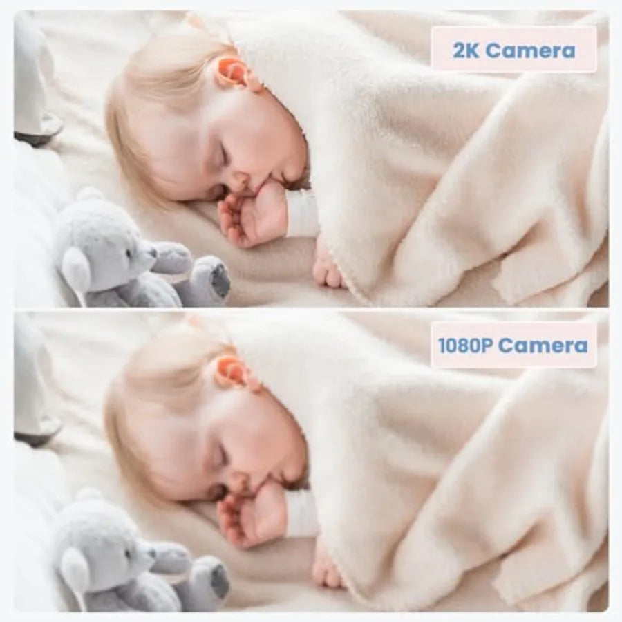 Baby Monitor with 2K HD Video, Pan-Tilt-Zoom, 5" LCD Screen