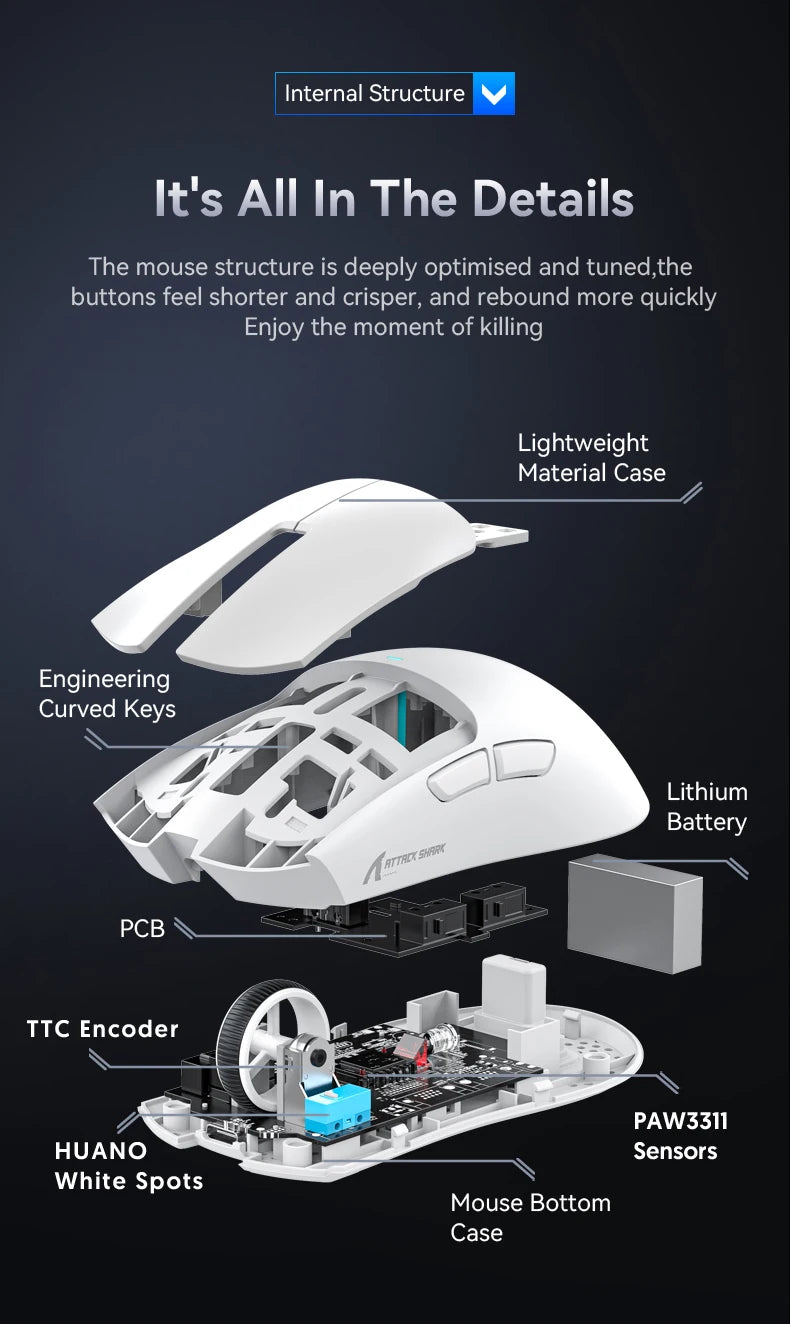 Lightweight Wireless Gaming Mouse with RGB Precision Control