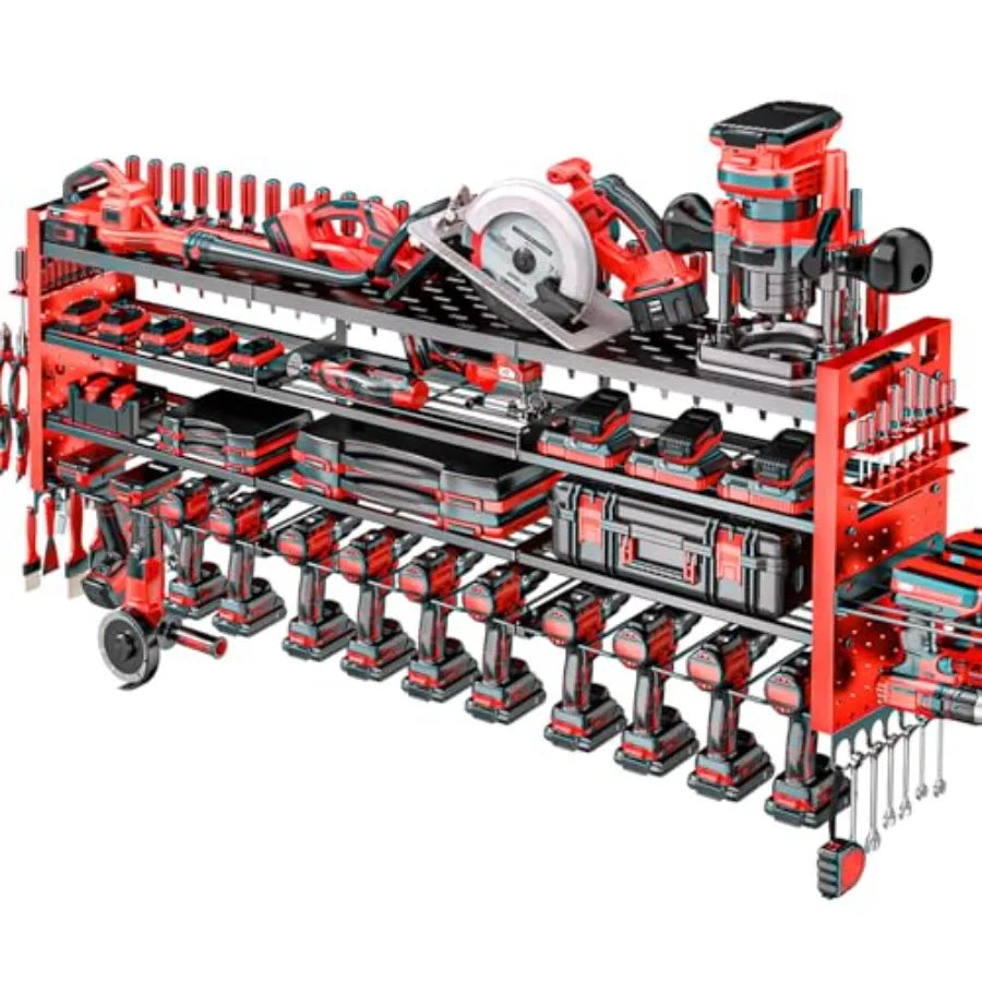 49.8" Wall Mount Power Tool Organizer with 14 Drill Holders