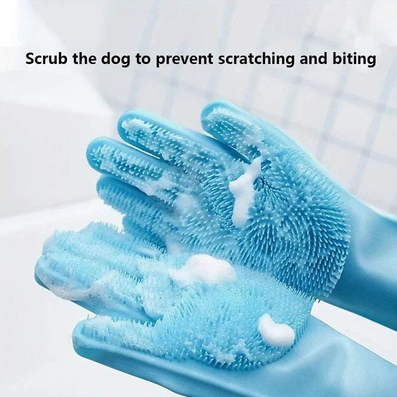 Pet Bathing & Grooming Scrubber Gloves