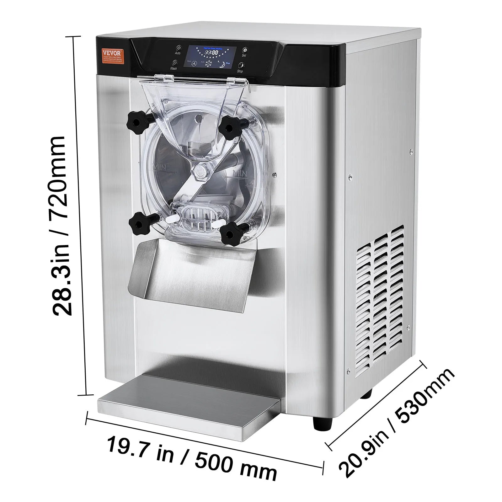 4.5L Commercial Ice Cream Machine 12L/h Countertop Hard Serve Maker
