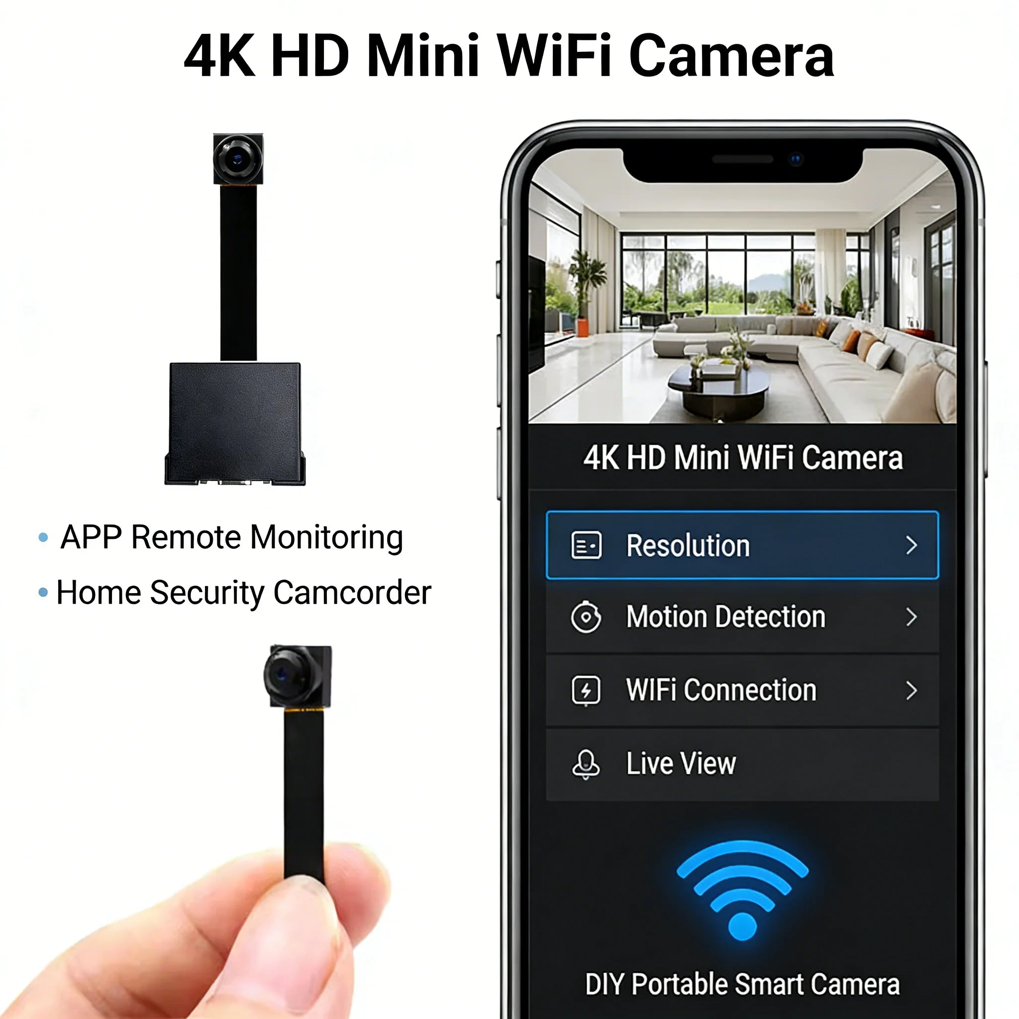 Mini cameră de securitate WiFi cu detectare a mișcării și vizualizare de la distanță