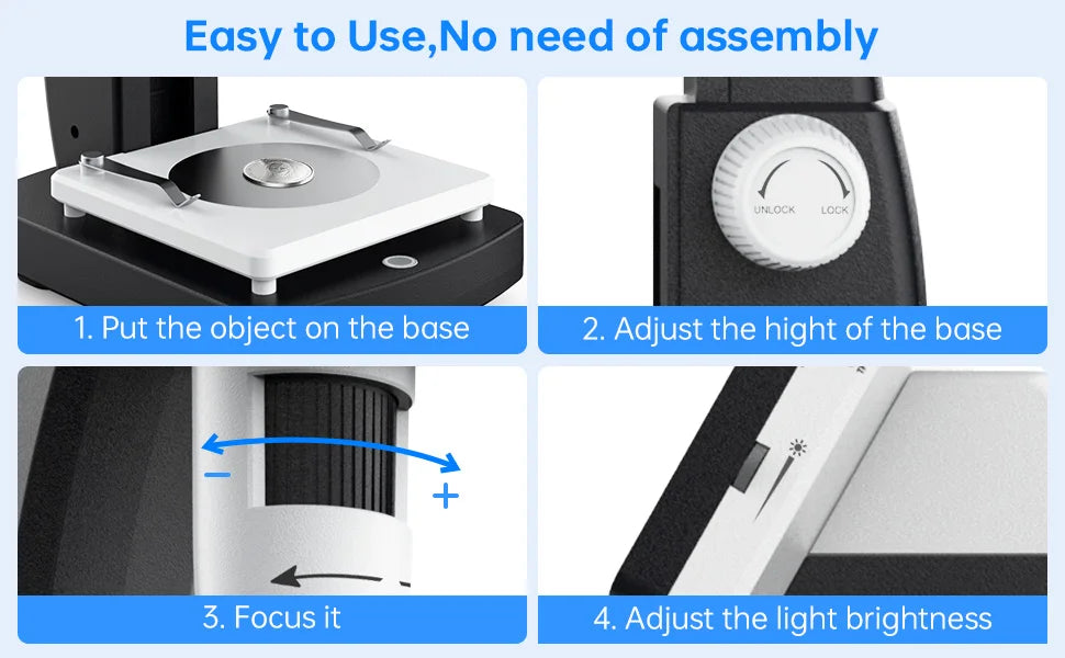 1000X 4.3" LCD Digital Microscope 1080P Coin Microscopio 8 LED Lights USB Magnifier Soldering Repair Video Microscope for Coin