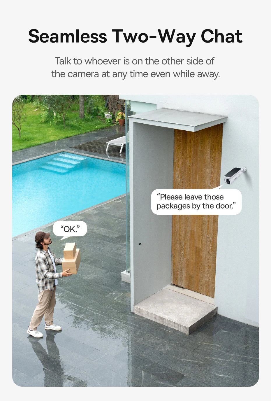 Solar Outdoor Security Camera 2K WiFi 145° Wide-Angle Night Vision
