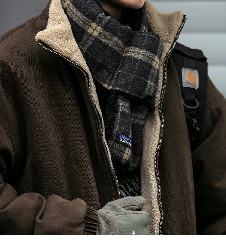 Japanese Vintage Polar Fleece Jacket Men Winter High Quality Thick Jacket Korean Streetwear Loose Couple Trendy Warm Coat Male