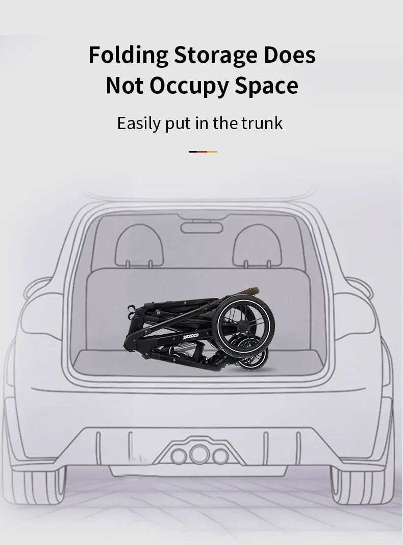 Luxury Baby Stroller 3 in1 Portable Travel Baby Carriage Fold Pram High Landscape Aluminum Frame Newborn Infant Stroller