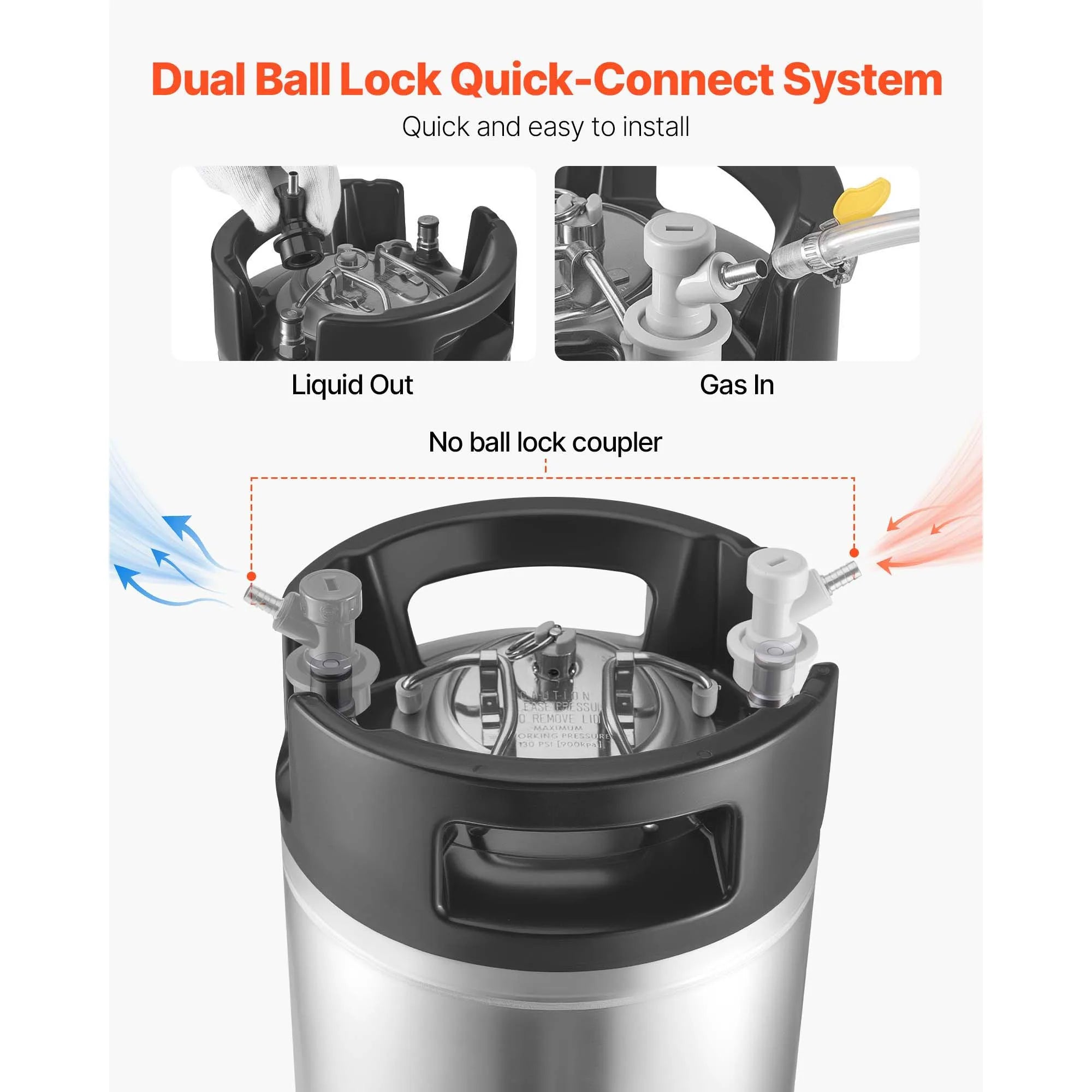 Corny Ball Lock Keg 304 Stainless Steel Cold Brew & Beer Keg