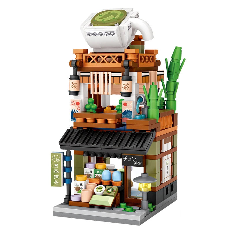 LOZ Mini Street View Series Japanese matcha shop Ramen Canteen Kimono shop Building house model Children's building blocks toys