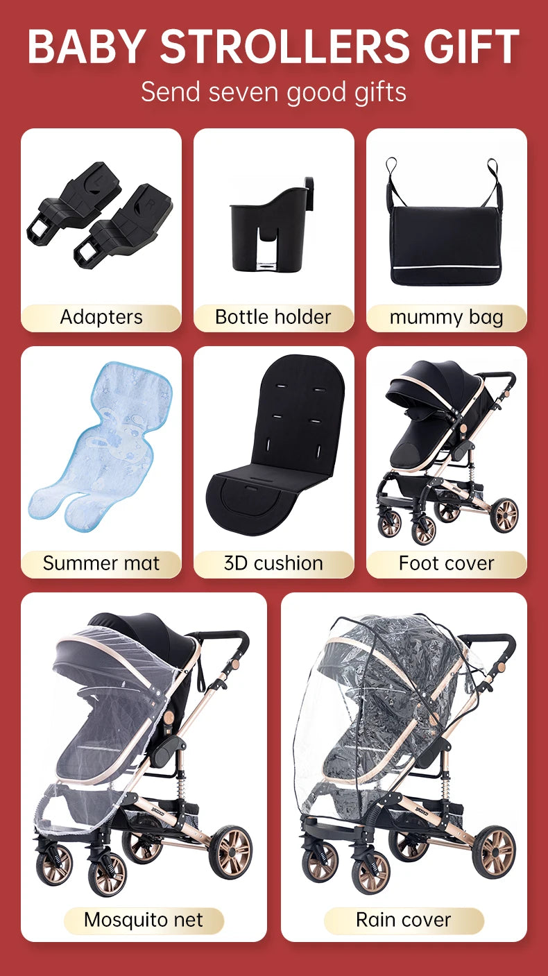 Luxurious 3‑in‑1 Baby Stroller High‑Landscape Travel System