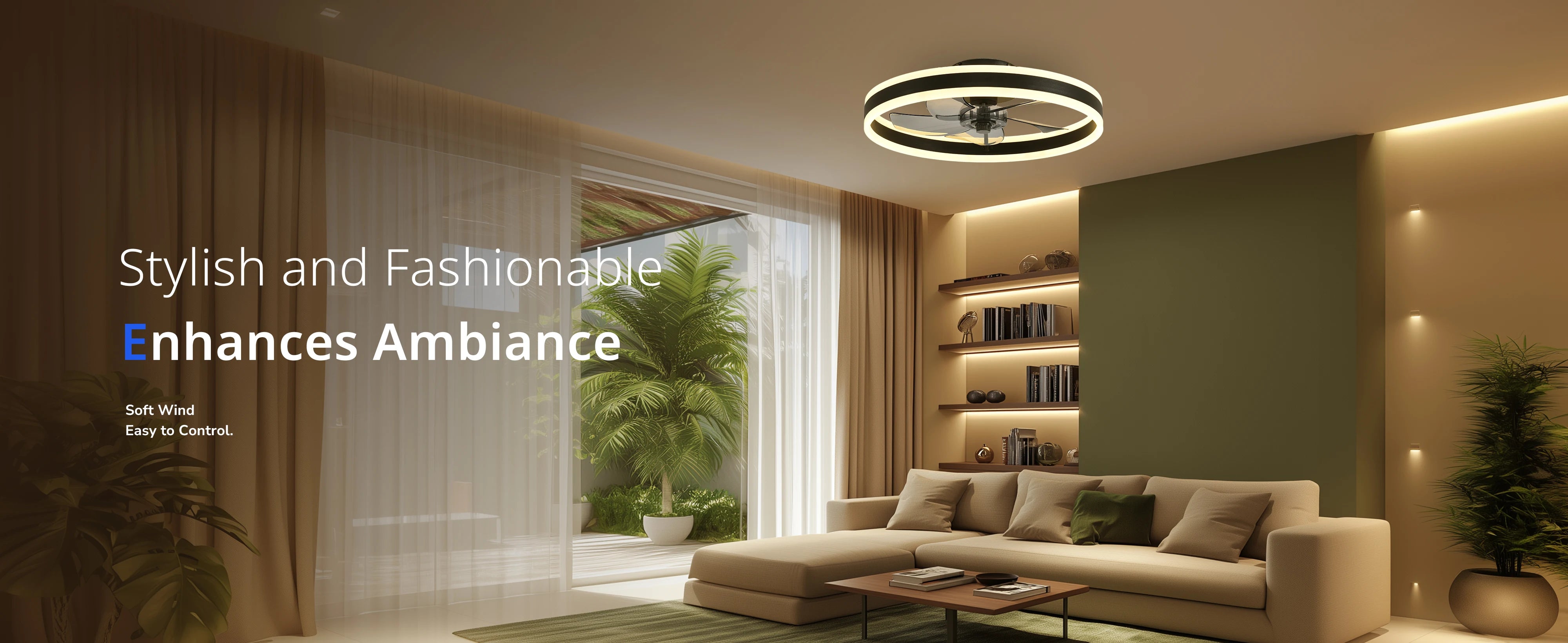 Flush Mount Ceiling Fan with Remote, 19.7" LED Dimmable Light