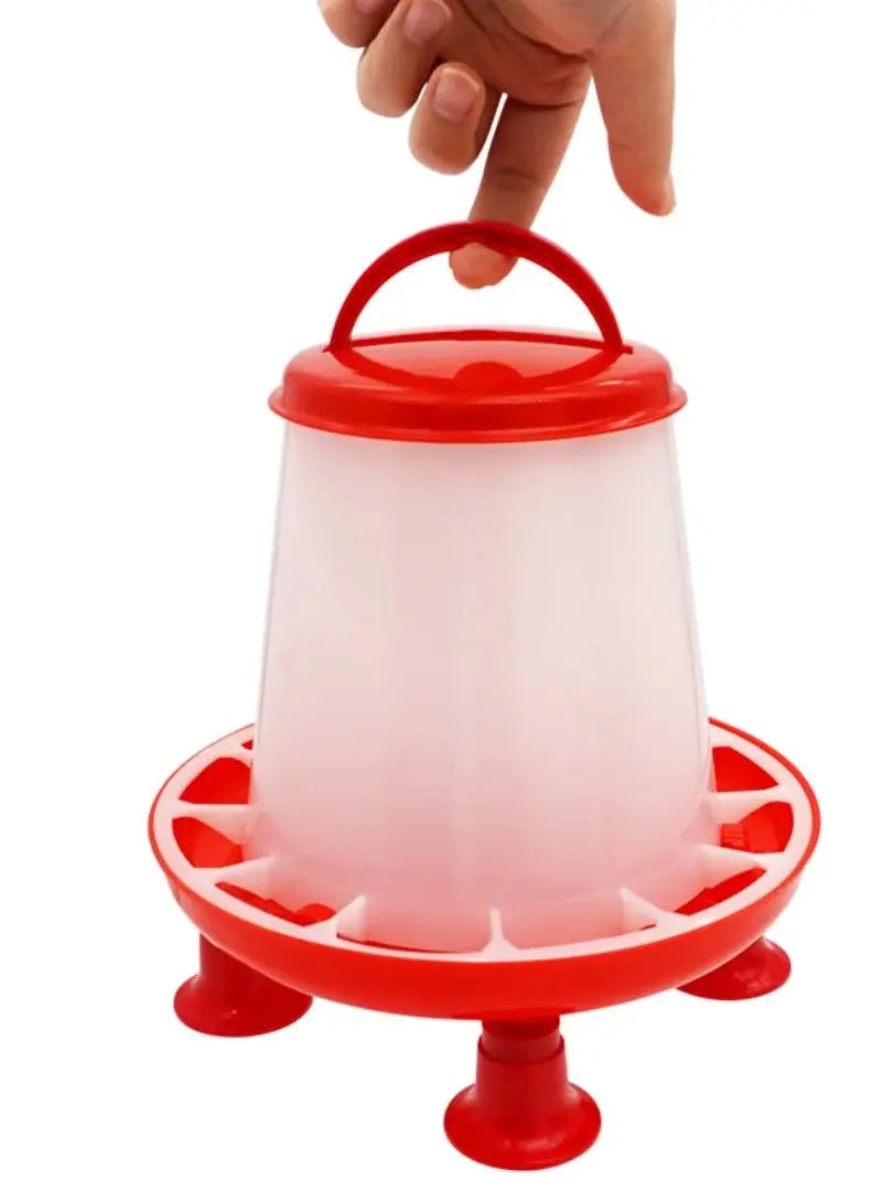 1.5kg Chicken Duck Feeder Bucket With Leg Poultry Food Fountain Chicken Chick Hen Lid Handle Feeding Watering Supplies
