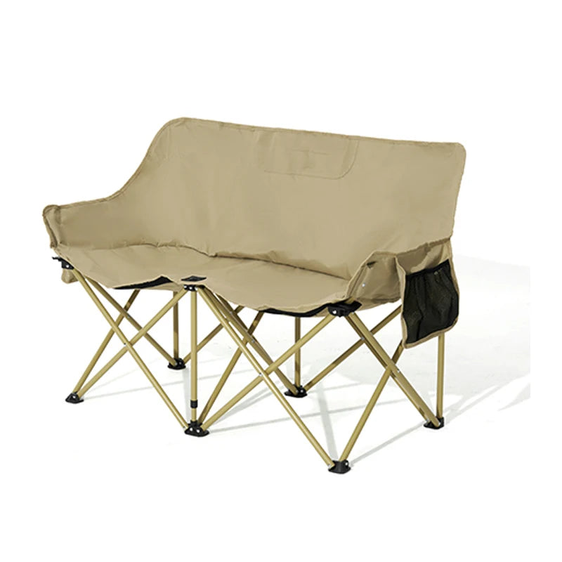 Double Camping Chair for Two with Storage Bags and Backrest