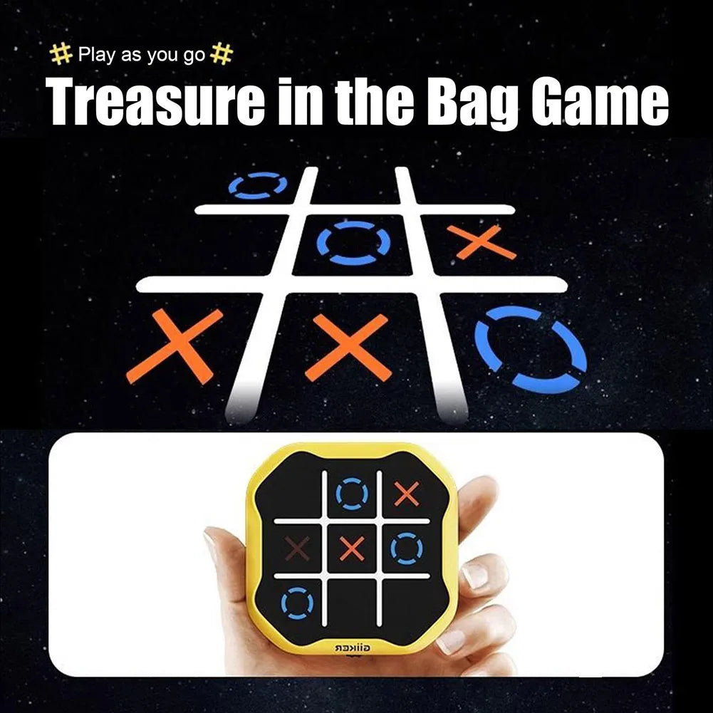 Elektroniskt handhållet Tic-Tac-Toe-spel med 3 inbyggda pussellägen