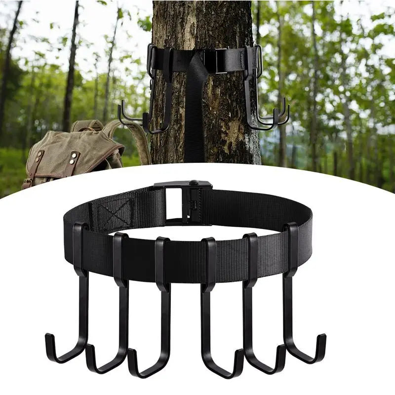 2 m Tree Strap Gear Hanger with Metal Hooks