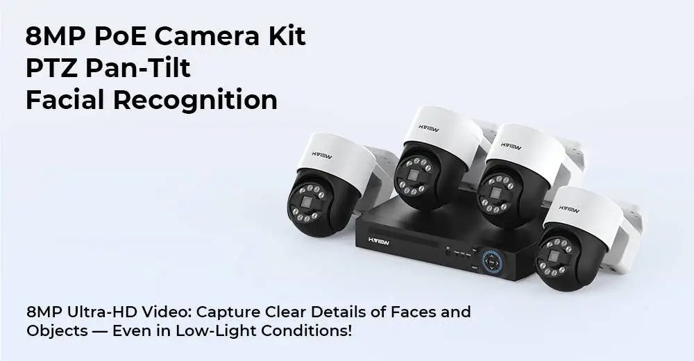 8CH 4K PoE CCTV Security Camera System with PTZ and AI Detection