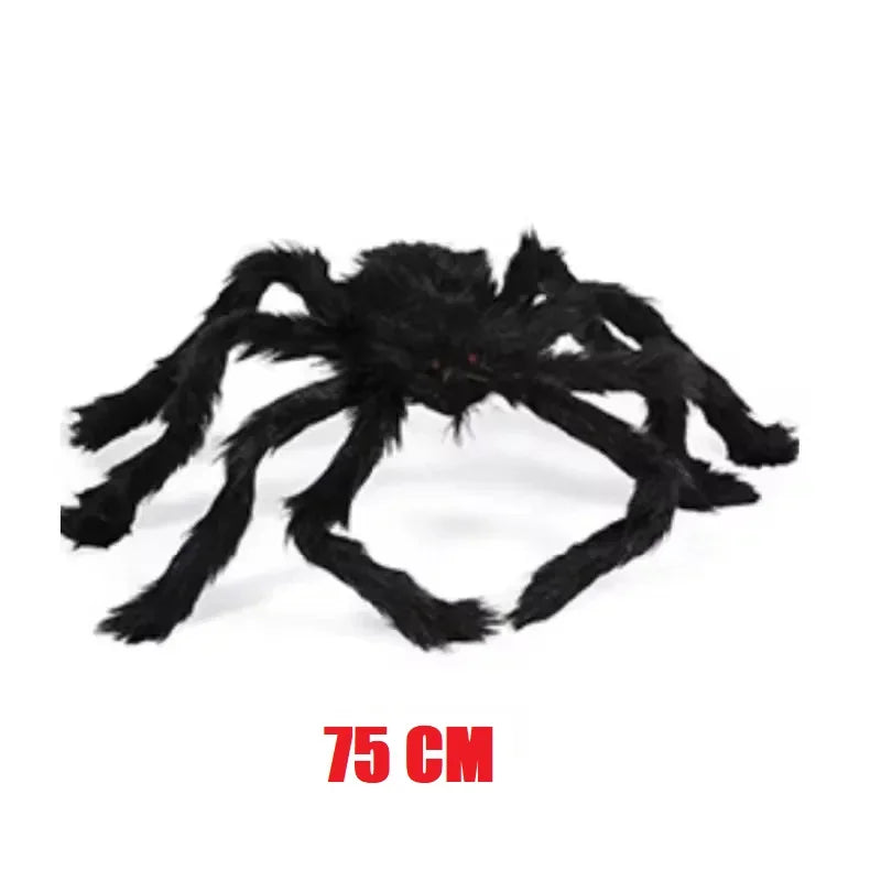 Halloween Big Plush Spider Horror Halloween Decoration Party Prop Outdoor Giant Spider Decor 30-200cm Chamber Prank Black Spider