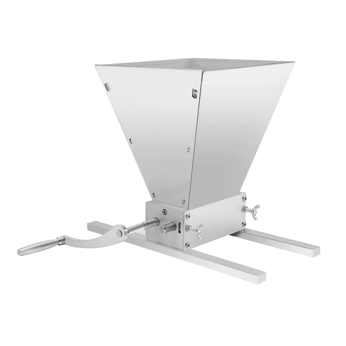 Nastavitelná mlýnicka na zrno s ručním kolem a podporou vrtáku