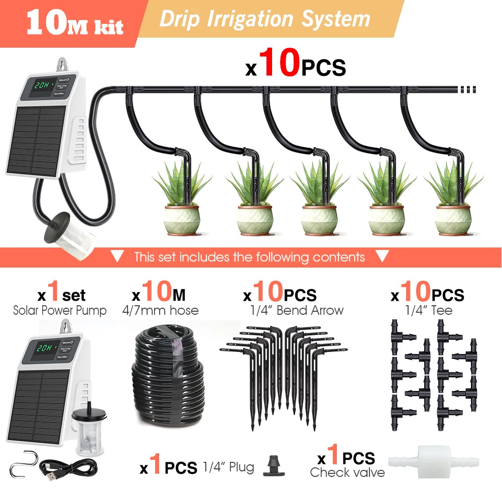 Solar Automatic Drip Irrigation System for 10 Potted Plants