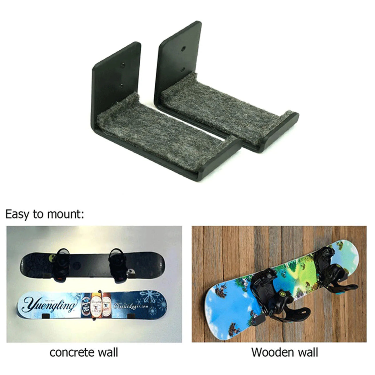 Pair of Padded Steel Snowboard Wall Brackets