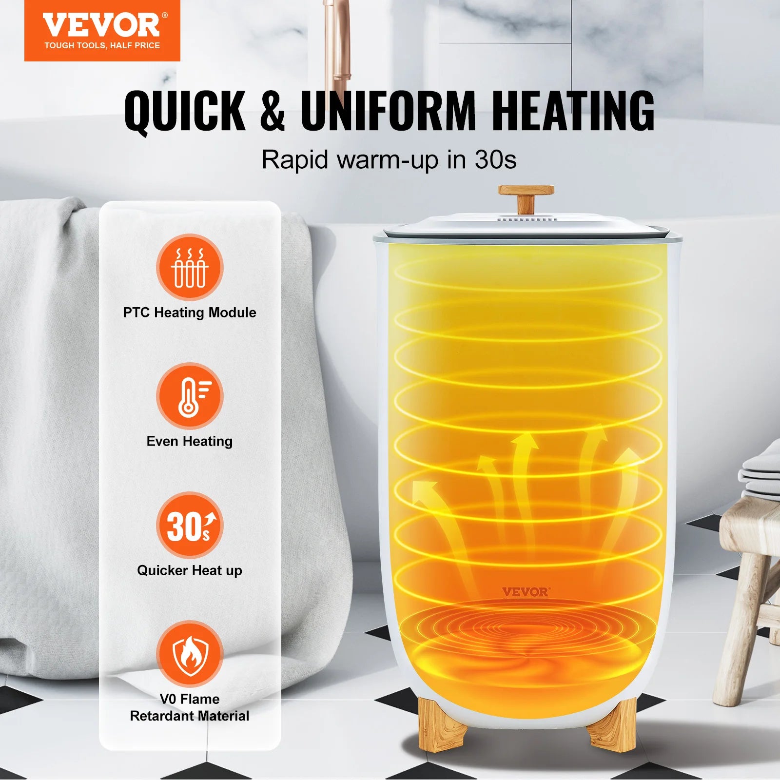 35L Towel Warmer Bucket with Fast Heating & Drying Modes