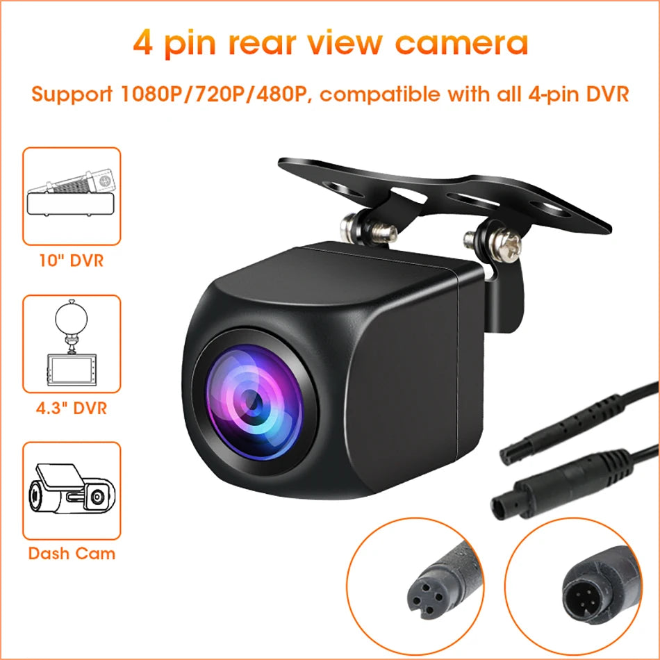 4‑Pin Rear View Backup Camera 1080P Waterproof Night Vision