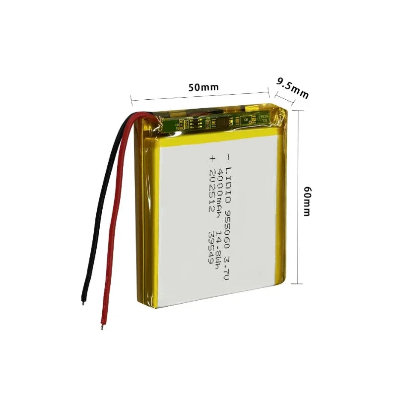 Batterie LiPo rechargeable 955060 3,7 V, PH à 2 broches
