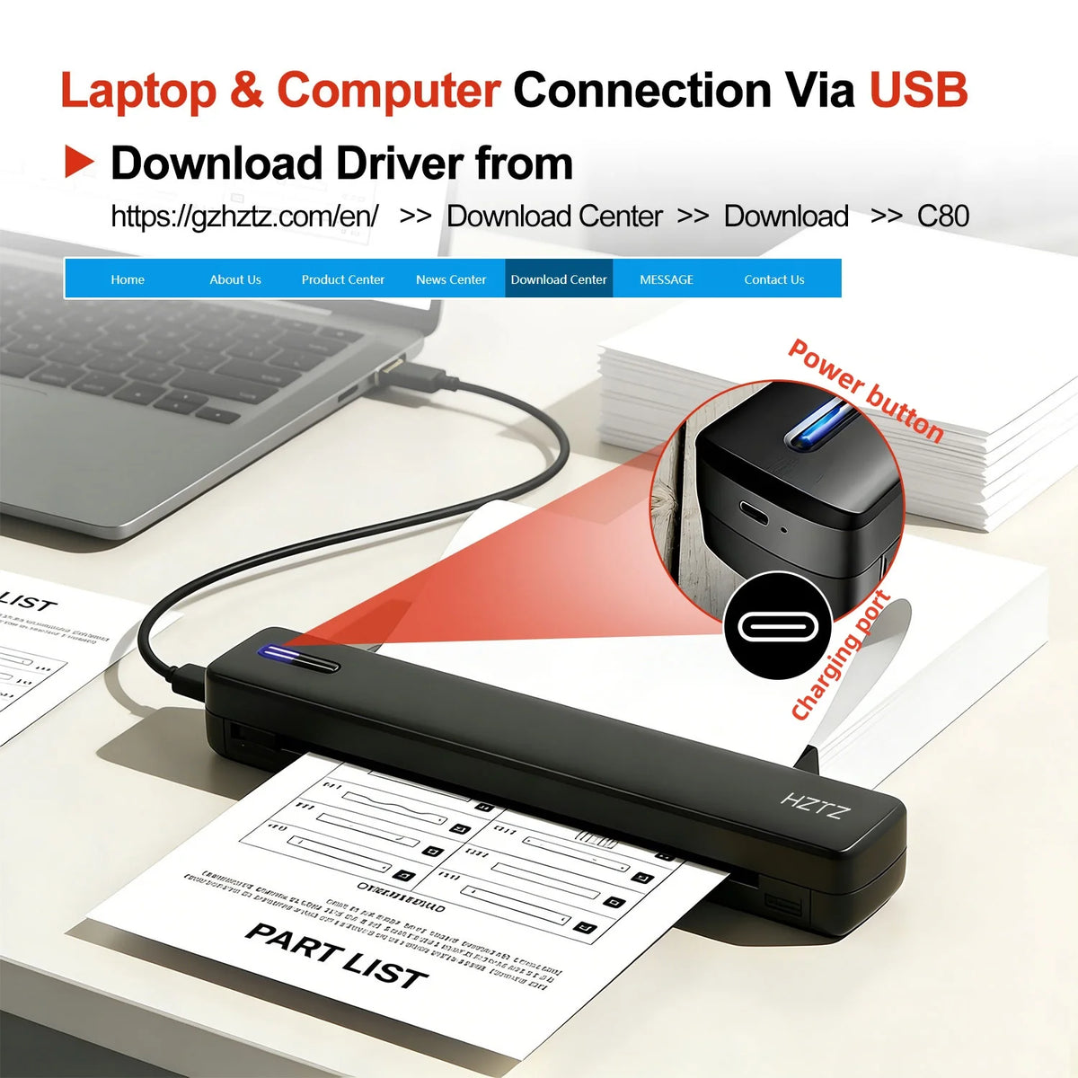 C80 Portable A4 Thermal Printer - Paper Bundles