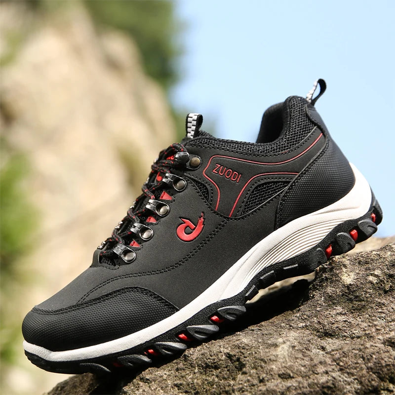 Autumn And Winter Models, Men's Waterproof Hiking Shoes, Outdoor PU Leather Sports Shoes, Wear-Resistant, Walking, Tactical
