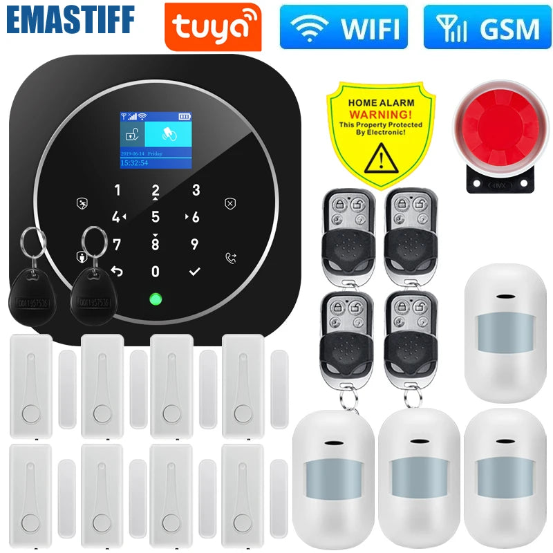 NEW Tuya WIFI W9B Alarm System for Home Burglar Security 433MHz WiFi GSM Alarm Wireless Tuya Smart House App Control