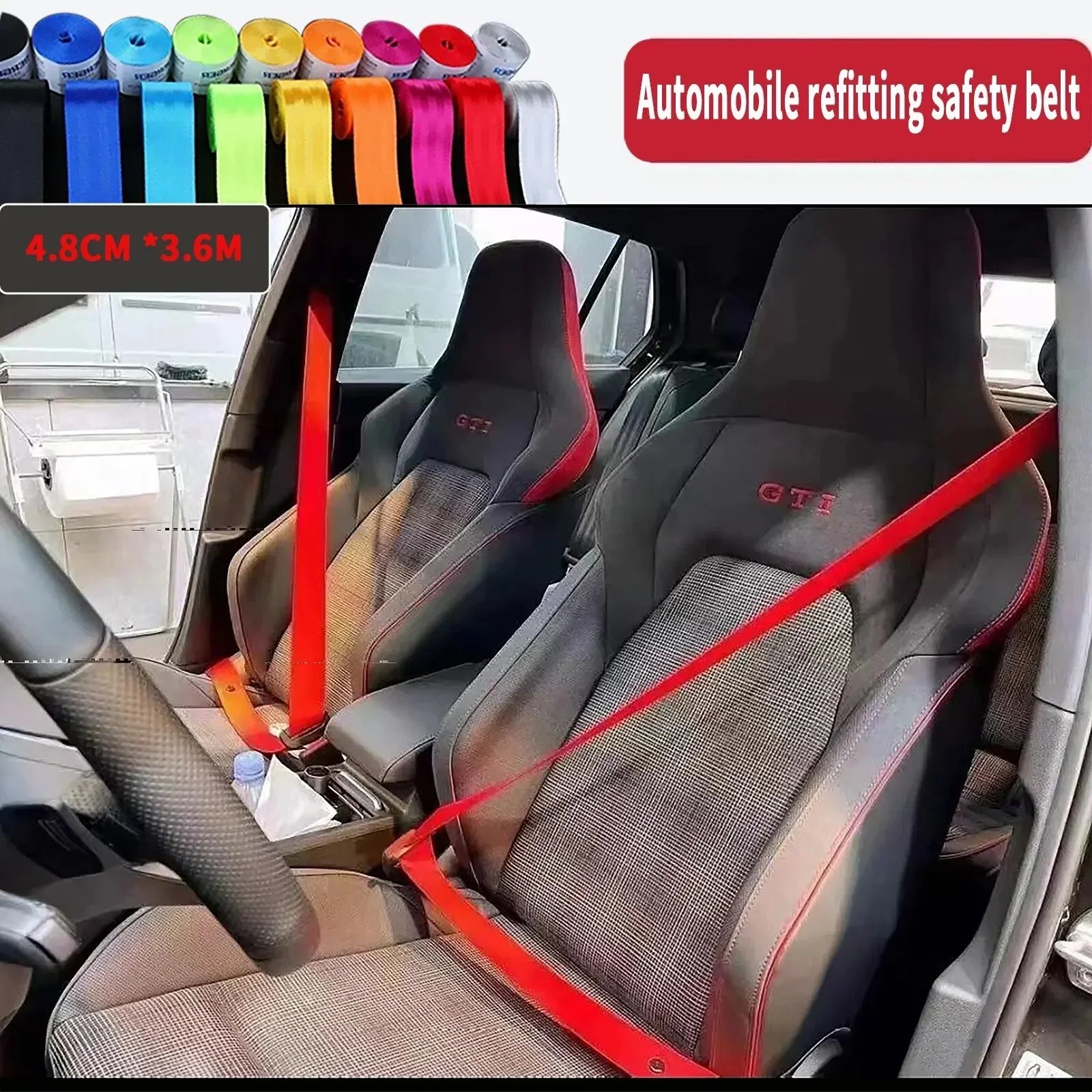 Universal Car Seat Belt Webbing, 3.6M x 4.8CM
