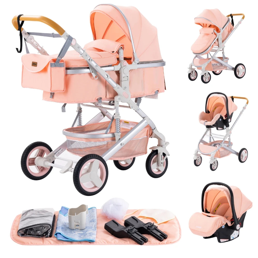 3 in 1 Baby Stroller Portable Travel Pram with High Landscape Design
