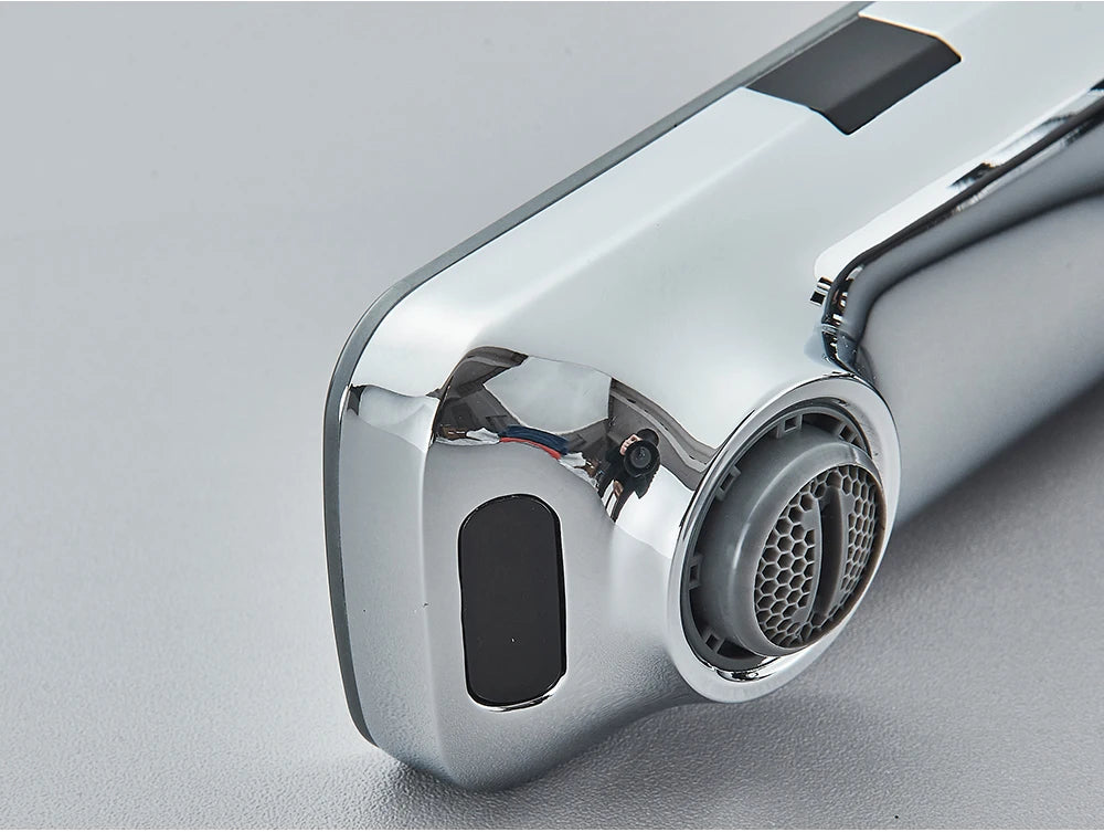 White Smart Sensor Basin Faucet Screen Digital Display Hot Cold Water Mixer Tap Touchless Vanity Sink Faucet For Bathroom