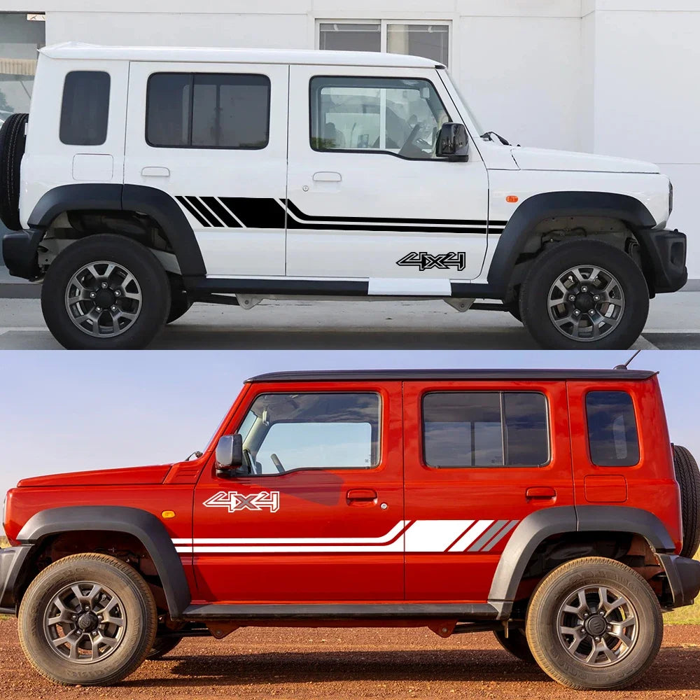 1 Pair Sport Modified 4x4 Off Road Side Letter Waist Line Stripe Body Sticker Decals Decor for Suzuki Jimny 2019 2020 2021 2022