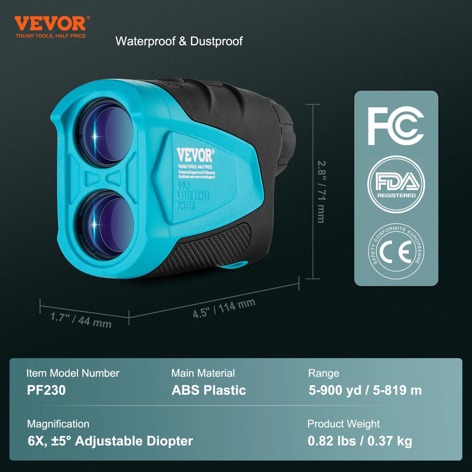 Golf Laser Rangefinder 900 Yards with Slope, Flag Lock & 6X Zoom