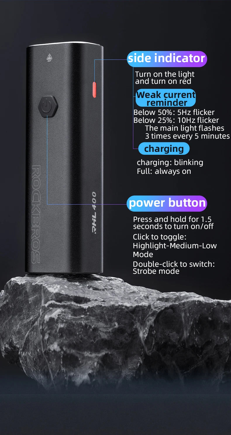 USB-C Rechargeable Bike Light 400–800LM Waterproof Front Headlight