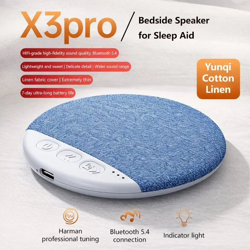 Bluetooth 5.4-kuddehögtalare för sömn, ultratunn ljudmaskin under kudden med vitt brus, 3 timer, HiFi-stereoljud