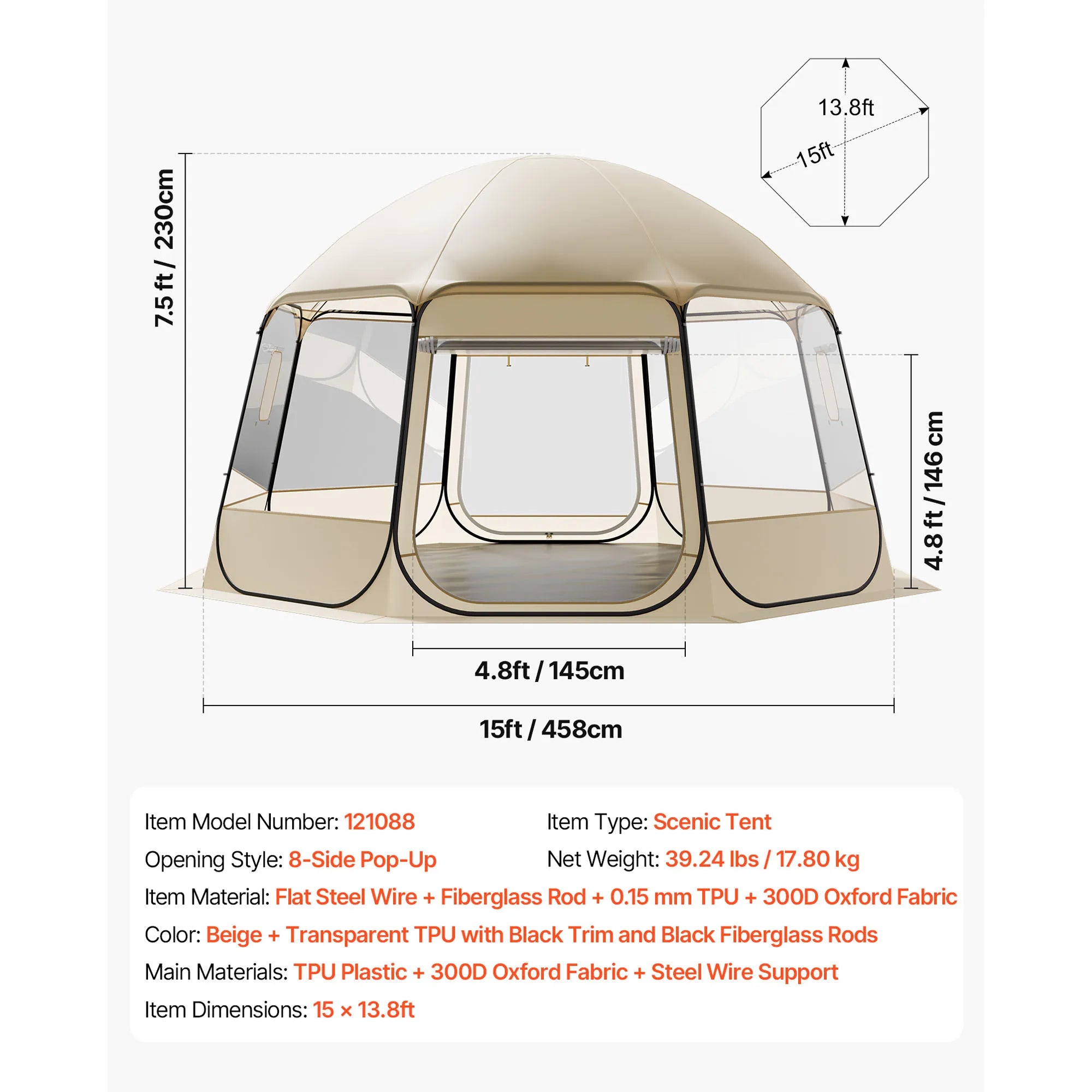 SucceBuy Bulle surgissante Tente étanche à l’eau et résistante aux UV, abri de camping transparent, tente dome/igloo d’extérieur avec fenêtres