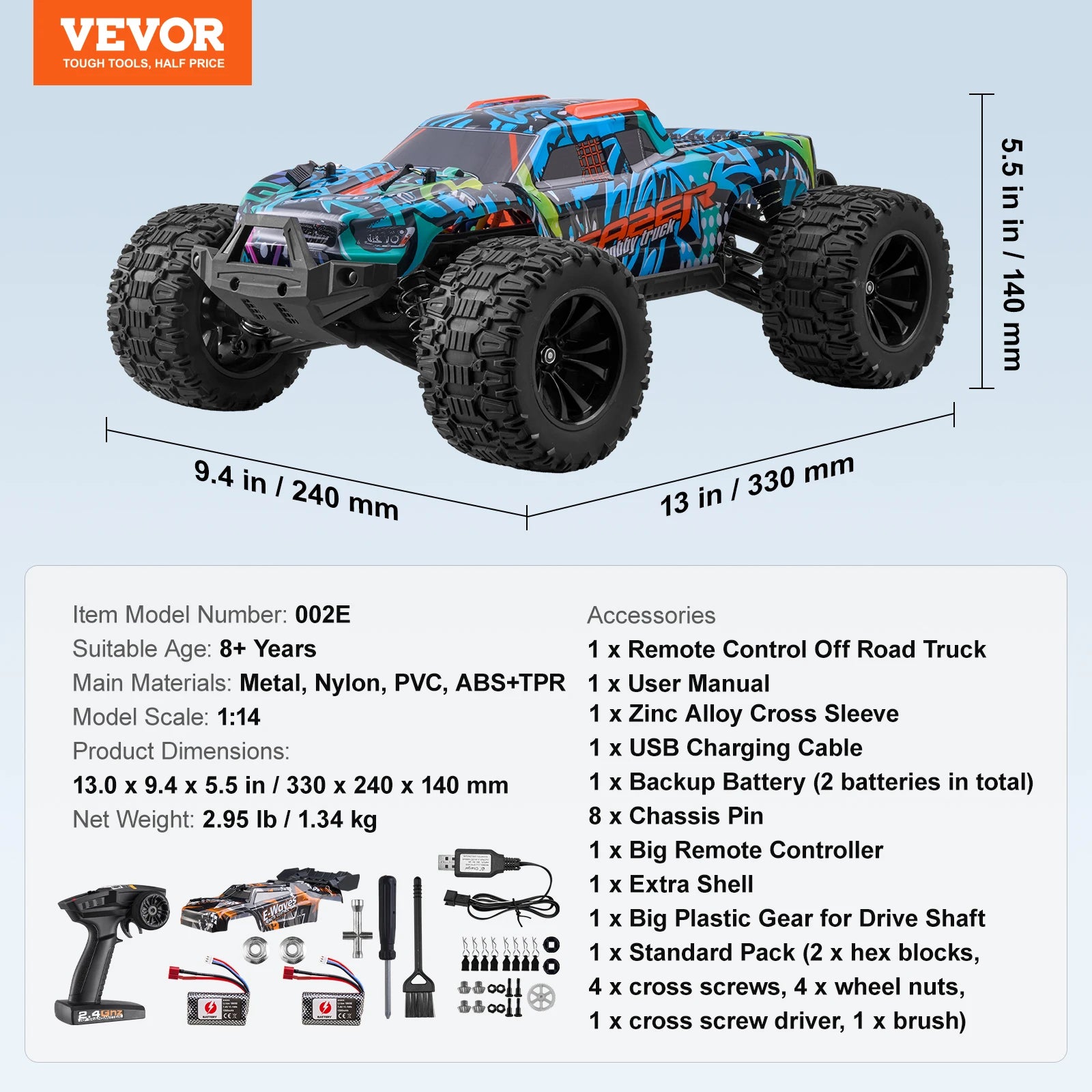Αυτοκίνητο 4WD RC εκτός δρόμου 1:14 42KM/H με Ρυθμιζόμενο Έλεγχο Ταχύτητας