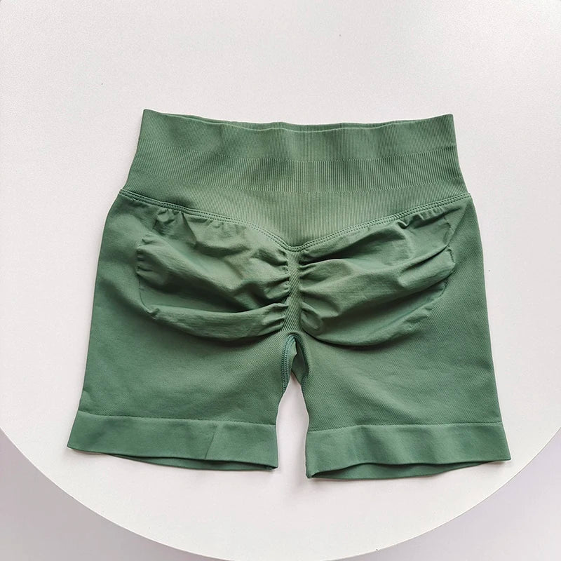 Seamless Shorts Ribbed Yoga Shorts Women Flex Scrunch Bum Gym Shorts Booty Running Short Butt Lifting Workout Pants