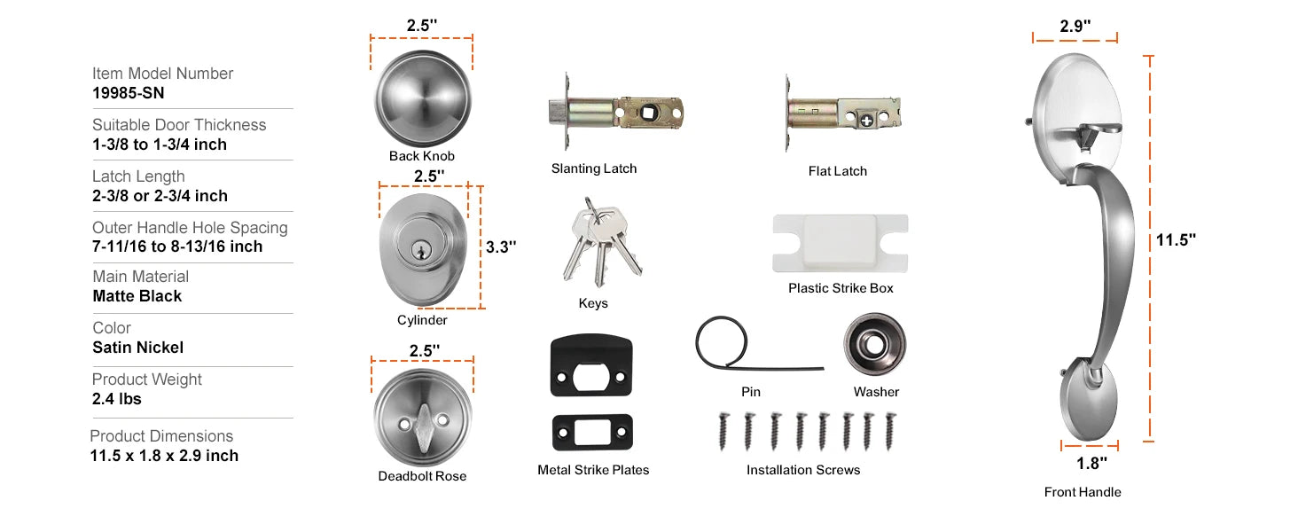 Front Door Handle Lock Set with Deadbolt and Interior Knob