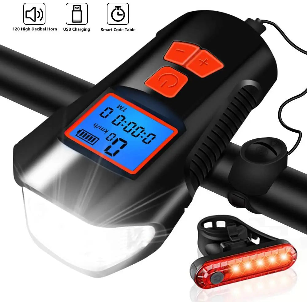 Bicycle Light Set with Speedometer, Horn and Rear Lamp